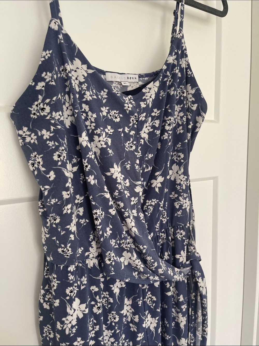 Baltic Born Blue Floral Wrap Wide Leg Jumpsuit XL Cami Strap